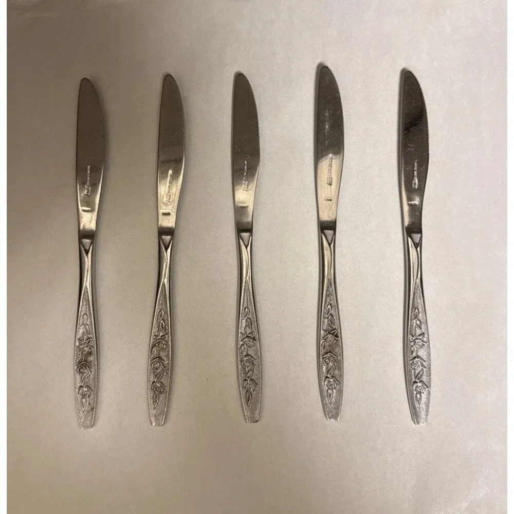 Ekco Eternal Rose Cotillion Stainless FloralFlatware Dinner Knives, 8.25